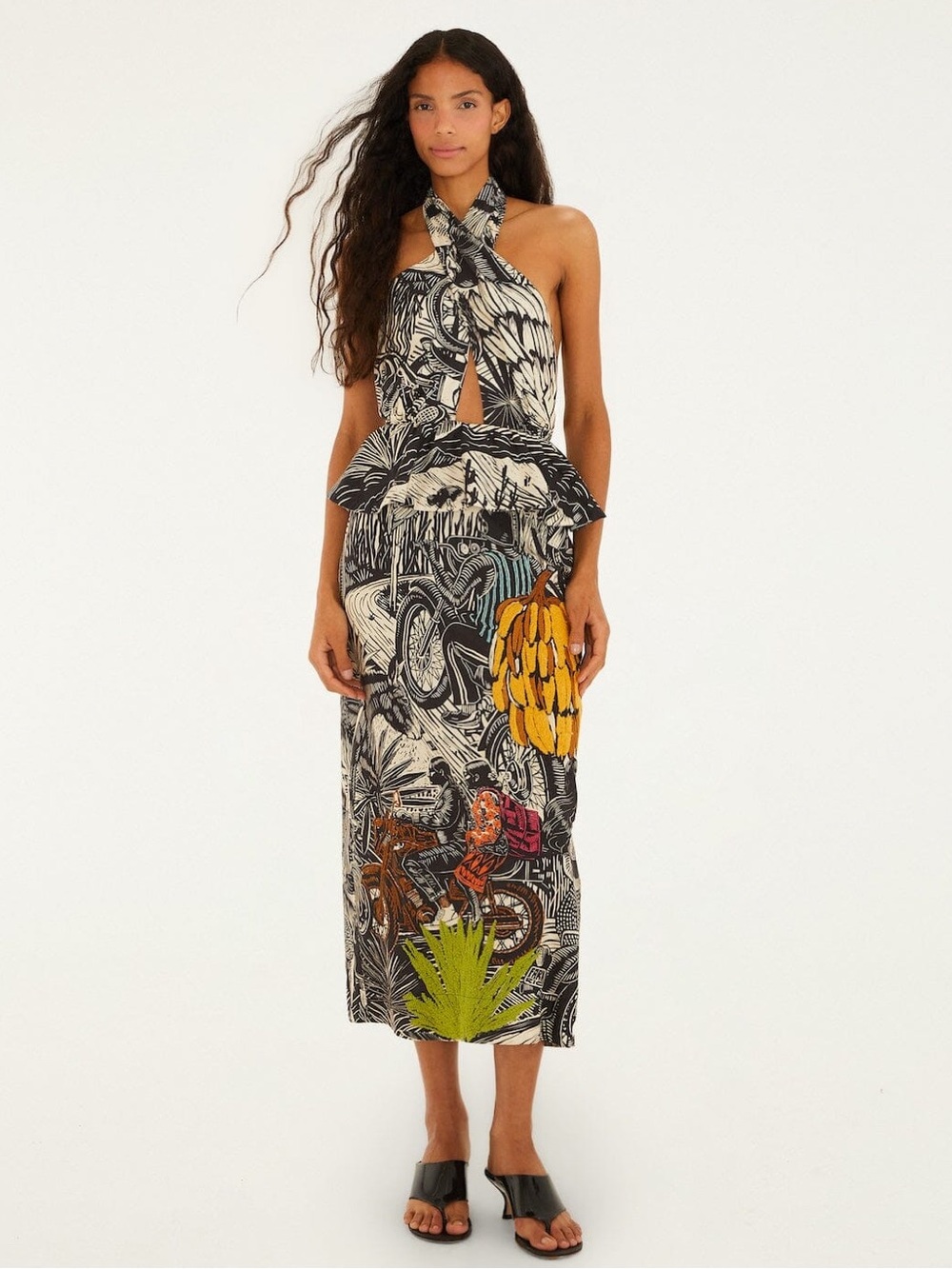 NEW Farm Rio Ruta Beige Embroidered Maxi Dress Size XS